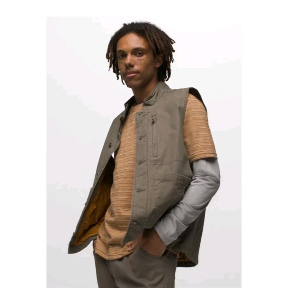 Prana Trembly Organic Cotton Vest XL Green Canvas Outdoor Insulated Cabincore